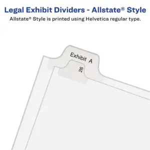 Avery Allstate-Style Legal Exhibit Side Tab Divider Title: 7 Letter White 25/Pack 82205
