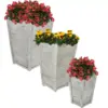 Sunnydaze Manor Indoor/Outdoor Fiber Clay Square Planter Flower Pots - 9.5", 10.75", and 16" Square - Distressed Wood - 3-Piece Set