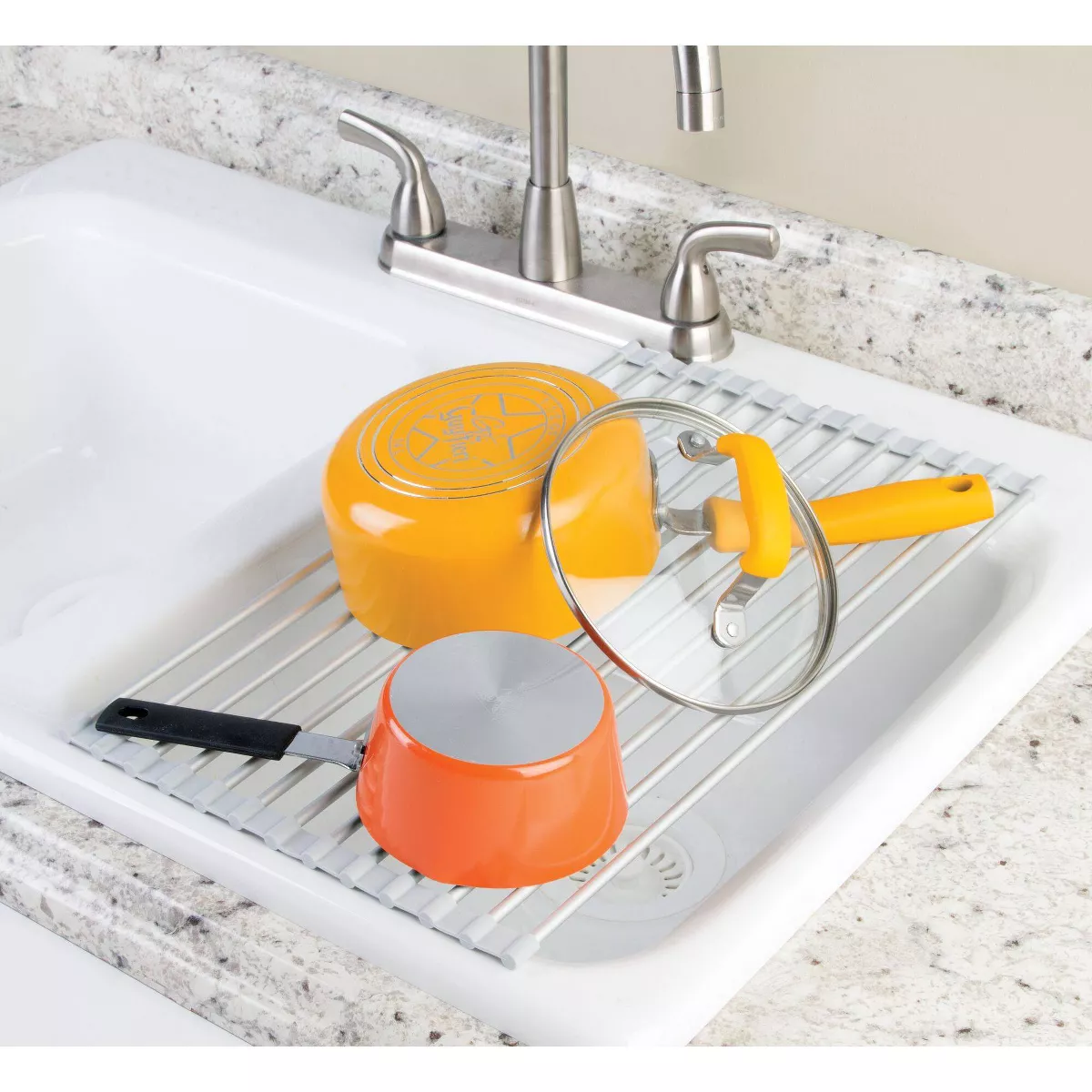 iDESIGN Metro Aluminum Over Sink Drain Board Silver