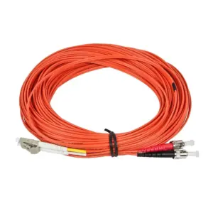 Monoprice Fiber Optic Cable - 20 Meter - Aqua | LC to ST, OM3, 62.5/125 Type, Multi Mode, Duplex