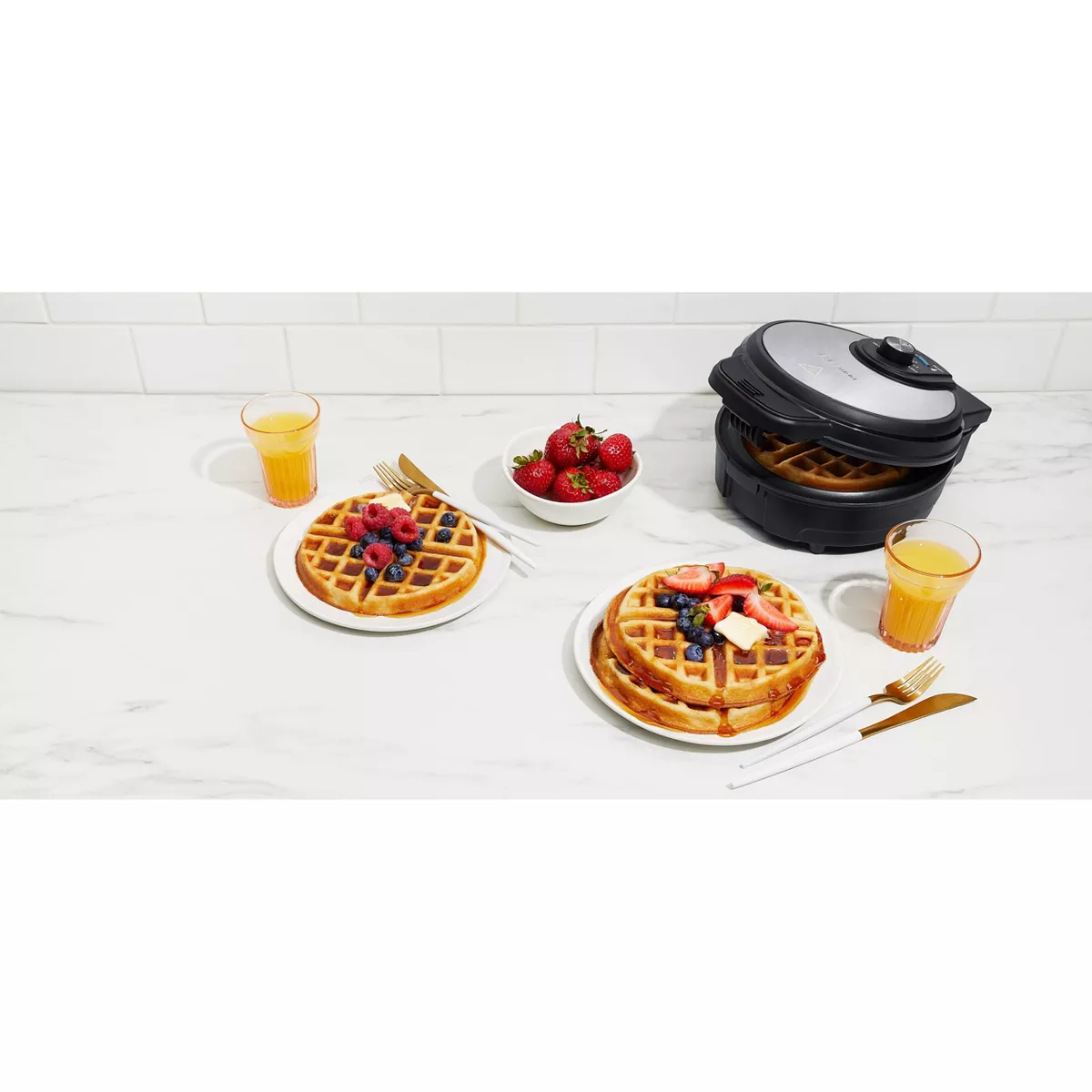 Chefman Anti-Overflow Waffle Maker Stainless Steel