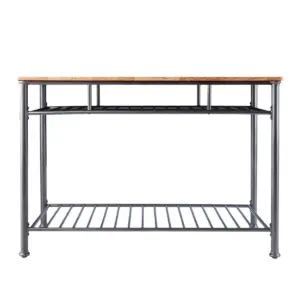 Letom Kitchen Island with Storage Oak/Gray - Aiden Lane