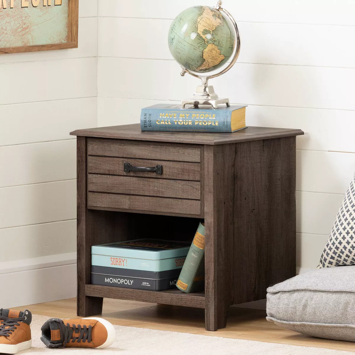 Ulysses 1-Drawer Nightstand Fall Oak - South Shore