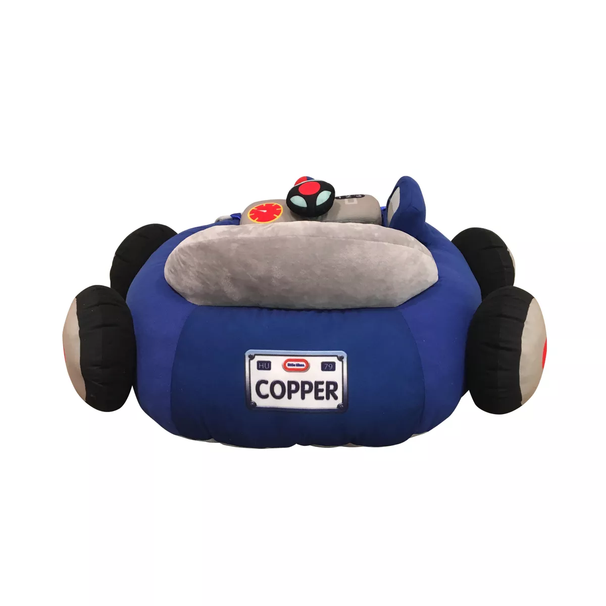 Little Tikes Cozy Coupe Plush Car Baby Toddler Lounger Seat with Working Car Horn, Reflective Side Mirror, and Cup Holder, Patrol Police Car