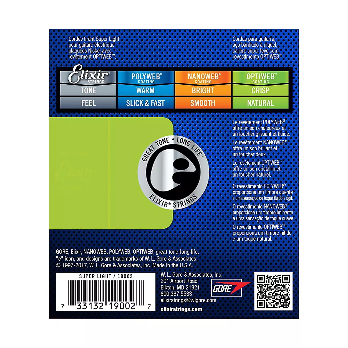 Elixir Electric Guitar Strings with OPTIWEB Coating, Super Light (.009-.042)