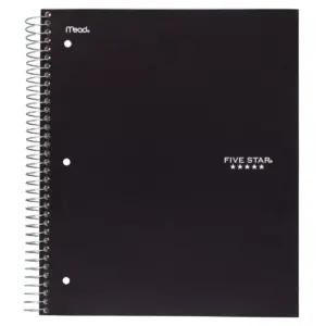Five Star 3 Subject College Ruled Spiral Notebook (Color Will Vary)