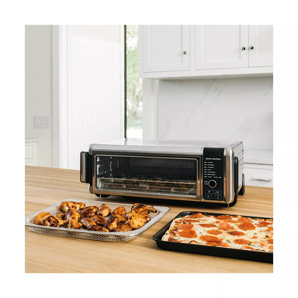 Ninja Foodi 8 in 1 1800 Watt Compact Digital Countertop Pan Toaster Oven Versatile Kitchen Appliance, Stainless Steel (Certified Refurbished)