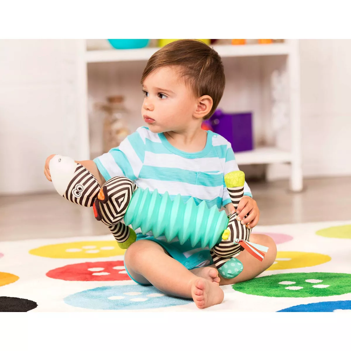 B. toys Sensory Zebra Plush - Squeezy Zeeby