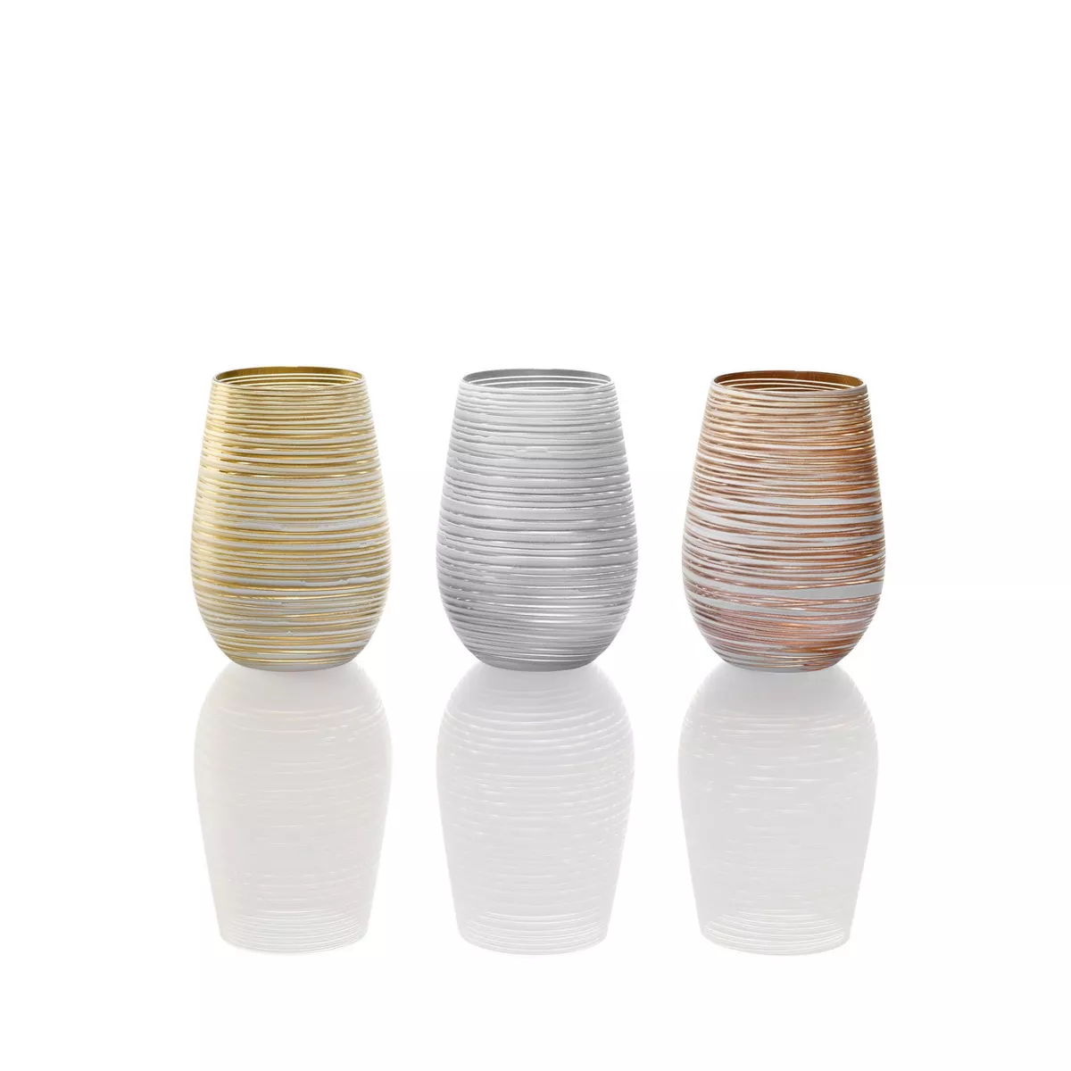 16.5oz 6pk Glass Olympia Twister Tumbler Drinkware Set White/Bronze - Stolzle Lausitz