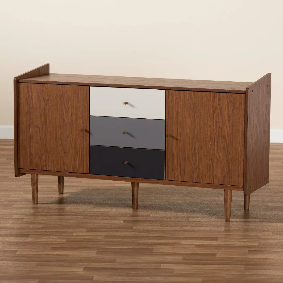 Halden Wood 2 Door Dining Room Buffet Brown/Gray - Baxton Studio