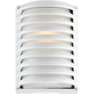 John Timberland Modern Outdoor Wall Light Fixture Sleek White Banded Grid 10