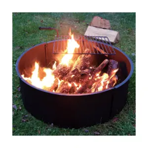 Sunnydaze Outdoor Heavy-Duty Steel Portable Campfire Ring with Cooking Grate and Fire Poker - 36