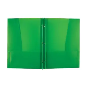 Staples 4 Pocket Portfolio Folder with Fasteners Green 920309
