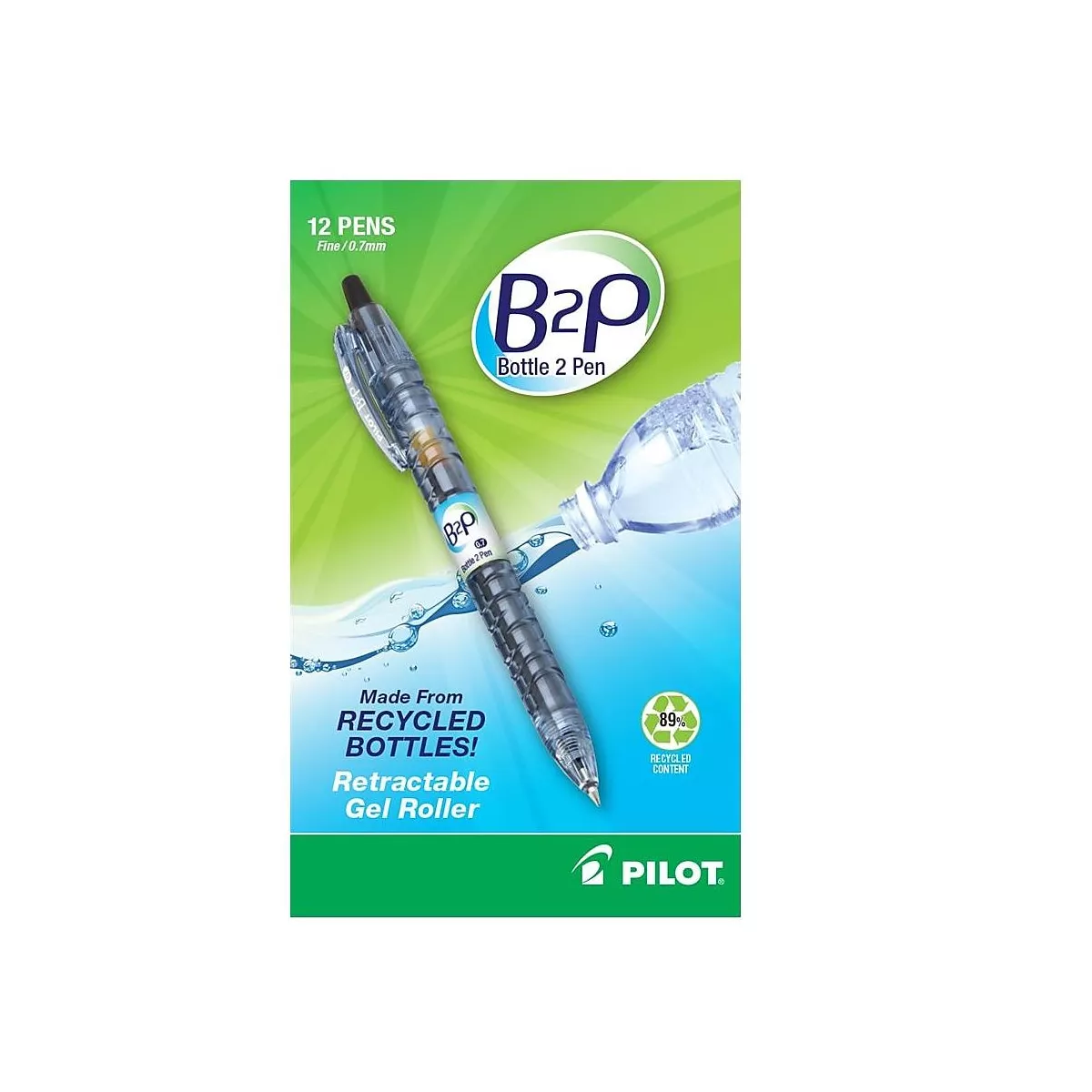 Pilot B2P Retractable Gel Pens Fine Point Black Ink Dozen (31600) 862274