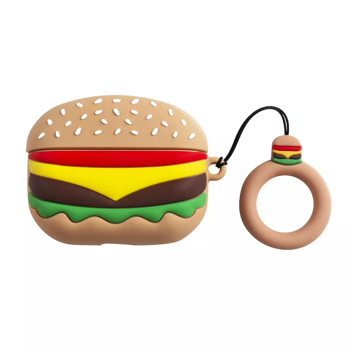 Insten Cute 3D Silicone Case For AirPods Pro, Hamburger Burger Cartoon Cover with Ring Strap