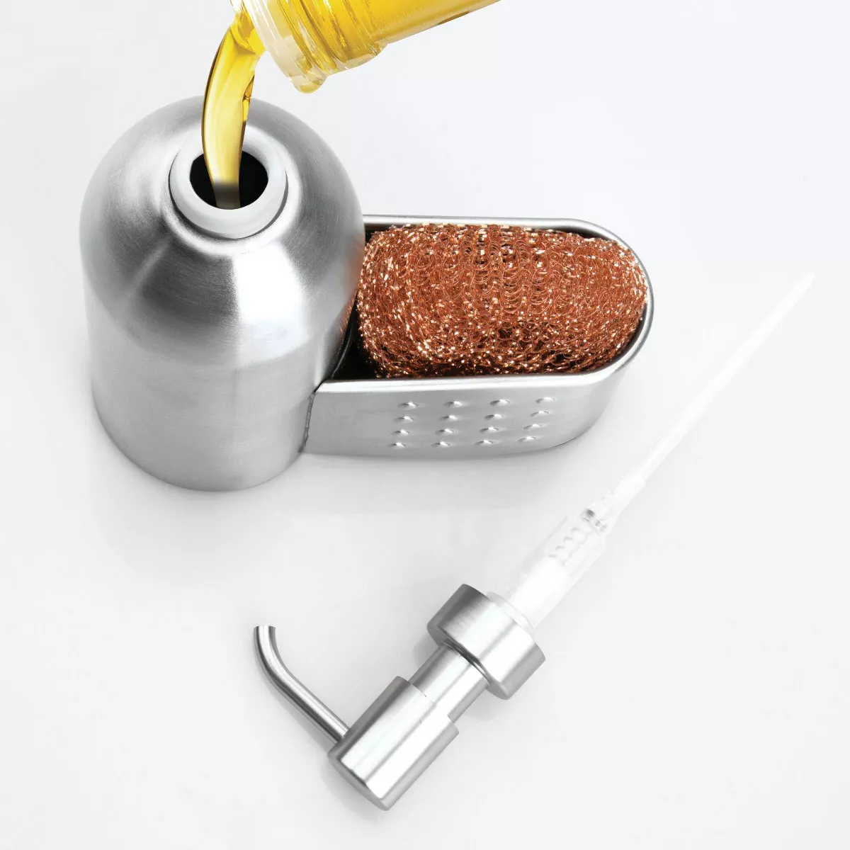 iDESIGN Forma Soap & Scrubby Caddy Silver