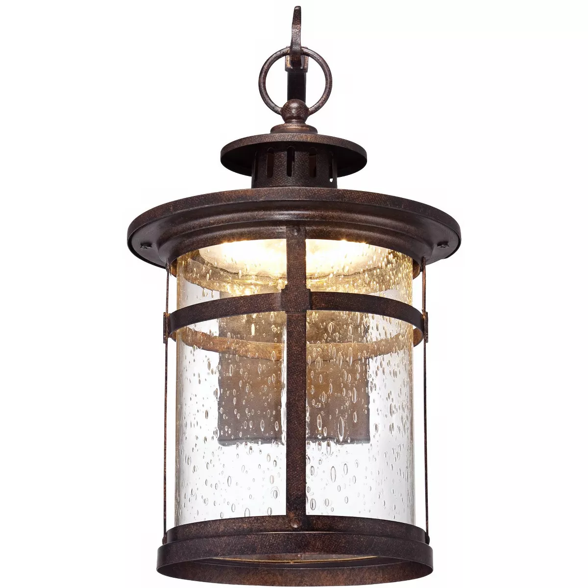 Franklin Iron Works Rustic Outdoor Wall Light Fixture LED Bronze 11 1/2" Seedy Glass Exterior House