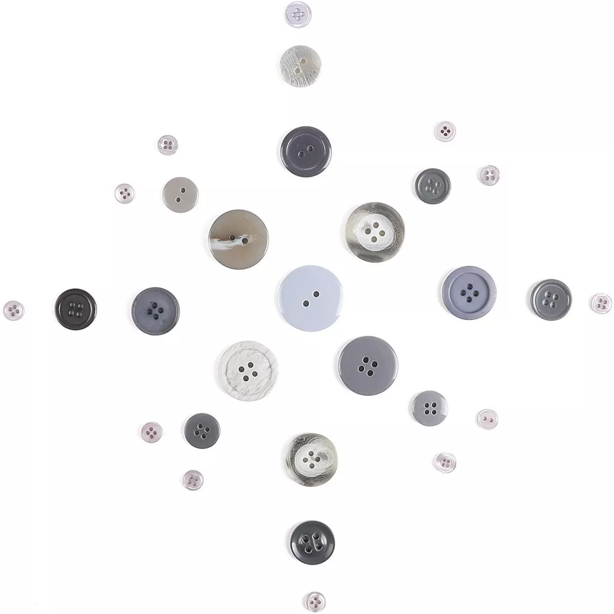 700 Pieces Round Grey Flatback Craft Resin Buttons 0.8-3cm with 4 Holes for DIY Crafts, Sewing and Scrapbooking