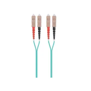 Monoprice OM4 Fiber Optic Cable - 15m (Meter) - SC/UPC-SC/UPC, Multi Mode, Duplex, 50/125 Type, 2.0mm, PVC