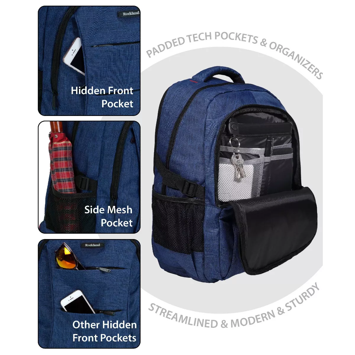 Rockland 19'' Business Pro USB Laptop Backpack - Blue