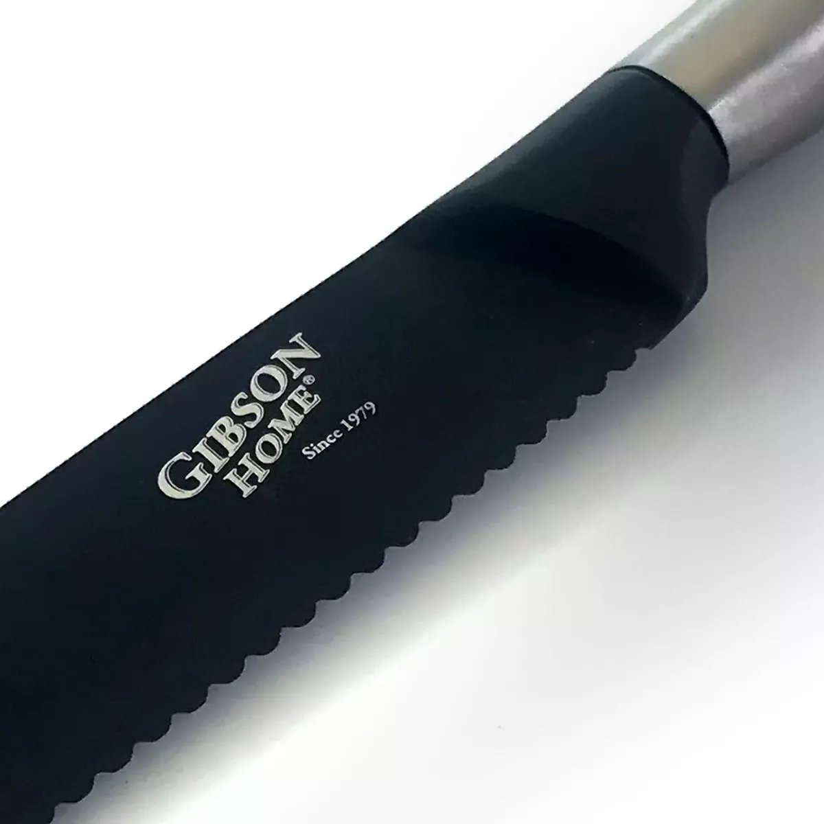 Gibson Home Opus 5 Inch Stainless Steel Serrated Utility Knife With Black Blade