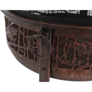 Sunnydaze Outdoor Camping or Backyard Steel Northwoods Fishing Fire Pit with Spark Screen - 30