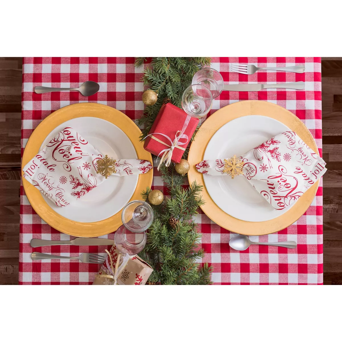 Red Tango & White Checkers Tablecloth - Design Imports