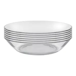 Duralex Lys Calotte 8 Inch Everyday Formal Dining Clear Tempered Glass Round Dinnerware Plates, Made in France, Set of 6 (2 Pack)