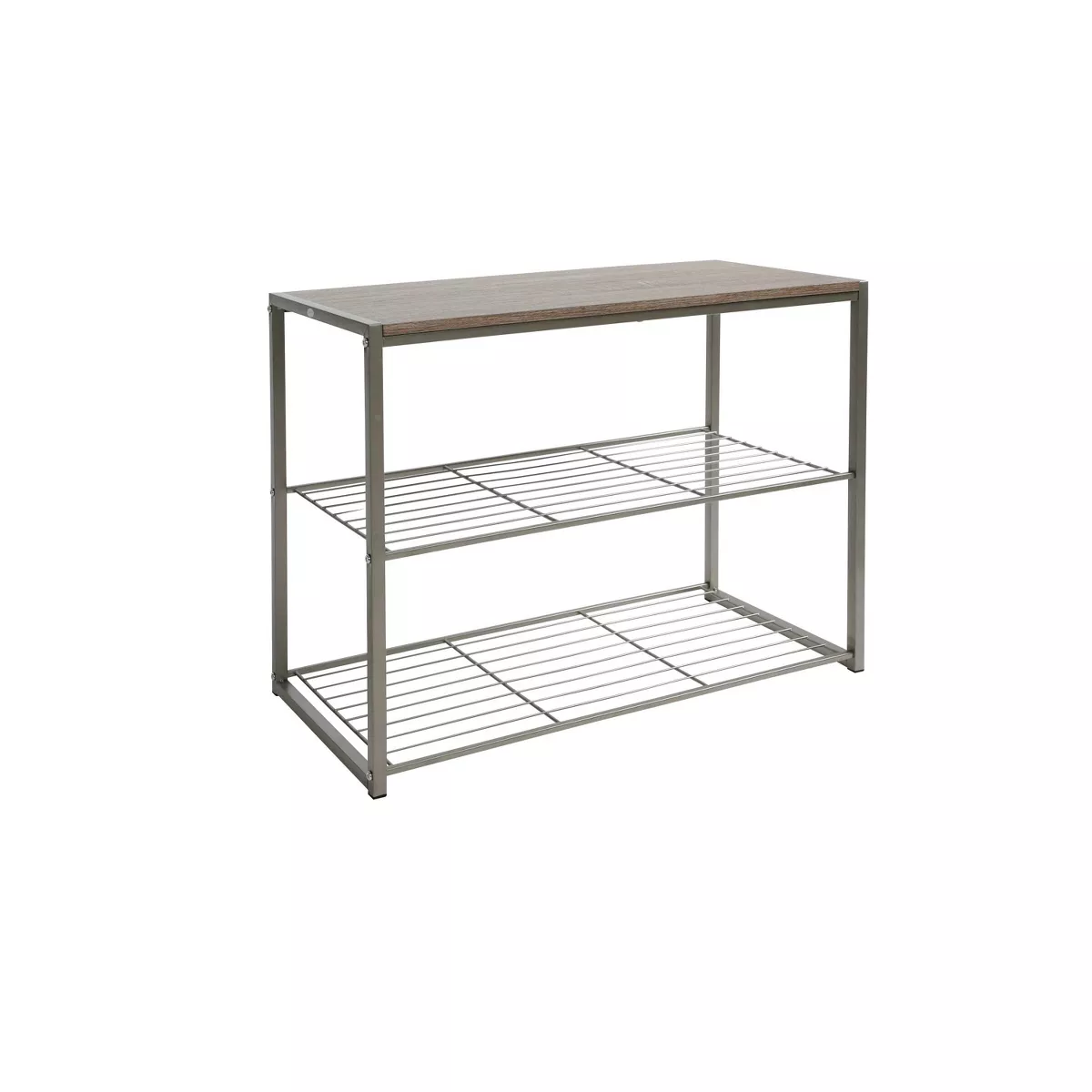 3 Tier Shoe Rack with Rustic Oak Finish Top Gray Metal - Threshold™