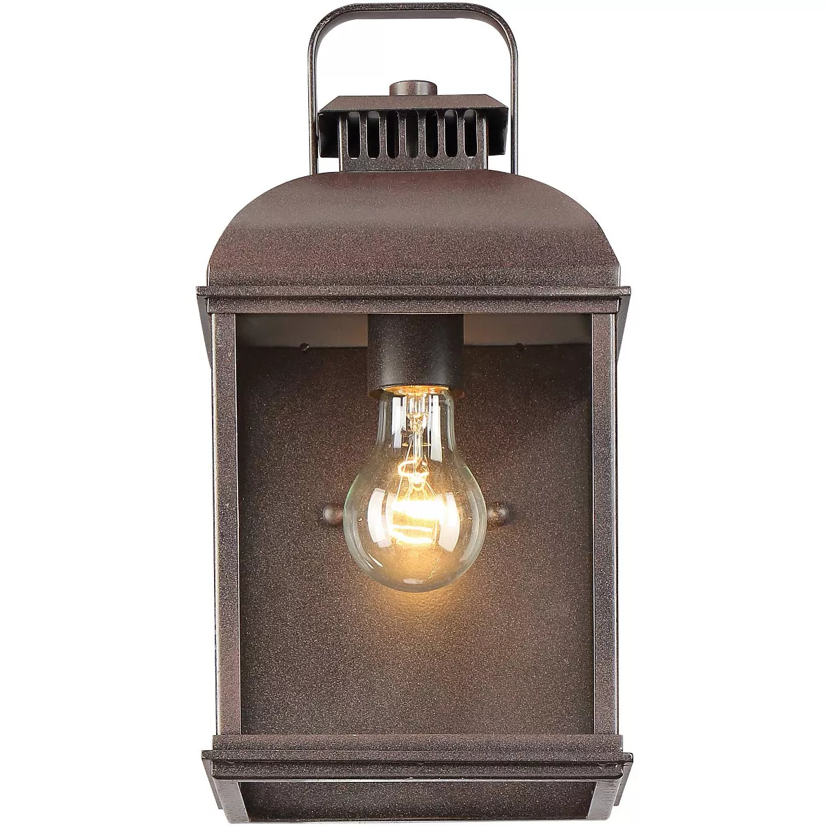 John Timberland Rustic Outdoor Wall Light Fixture Rust 16 1/2" Clear Glass Lantern for Exterior House Porch Patio Deck