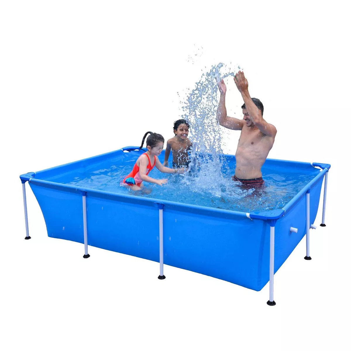JLeisure Avenli 17773 Outdoor Backyard 10 x 6.5 x 2 Feet Above Ground Rectangular Steel I Frame Swimming Pool with Repair Kit, Blue (2 Pack)