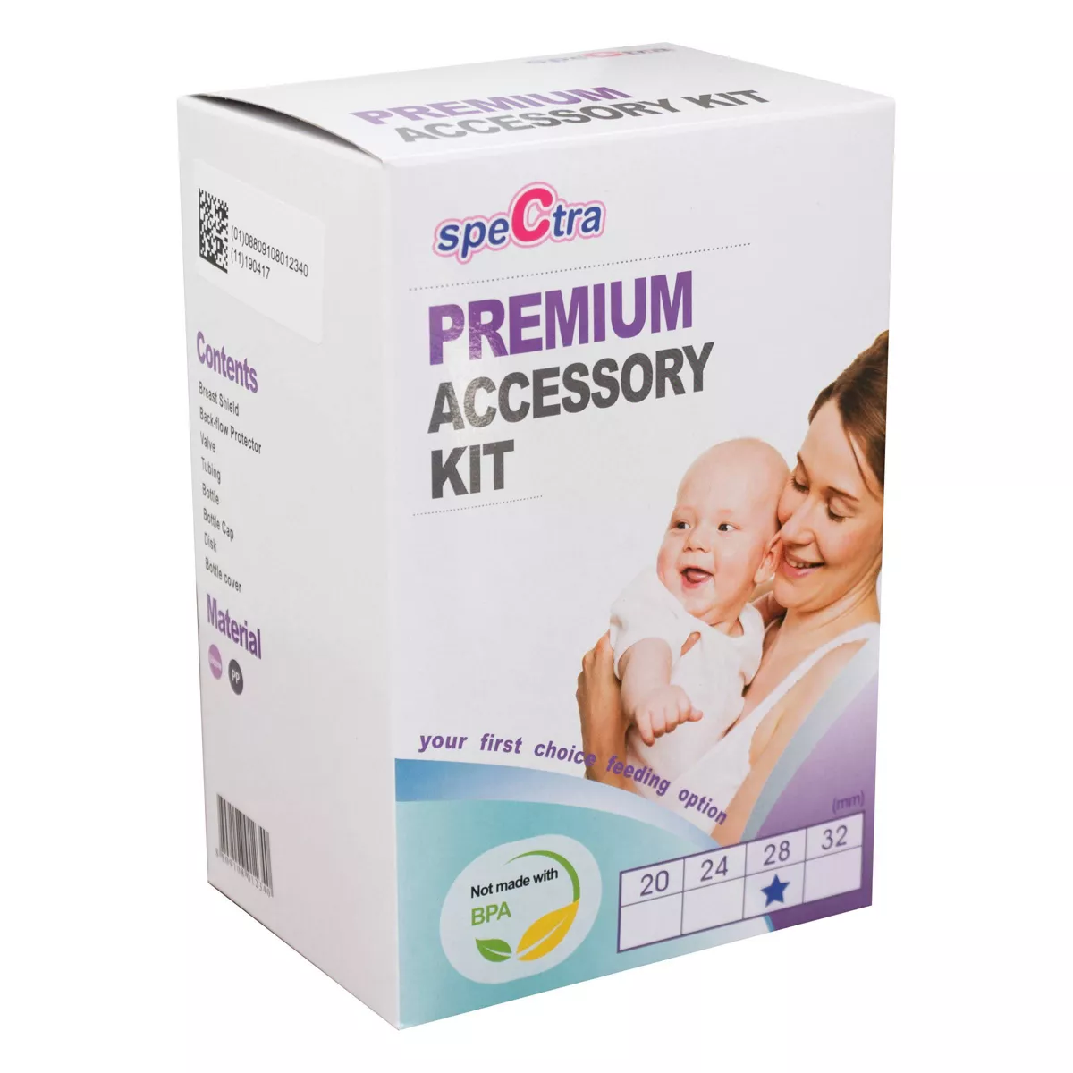Spectra Breast Pump Premium Accessory Kit with 28mm Breast Flange, Replacement Parts, and Bottle