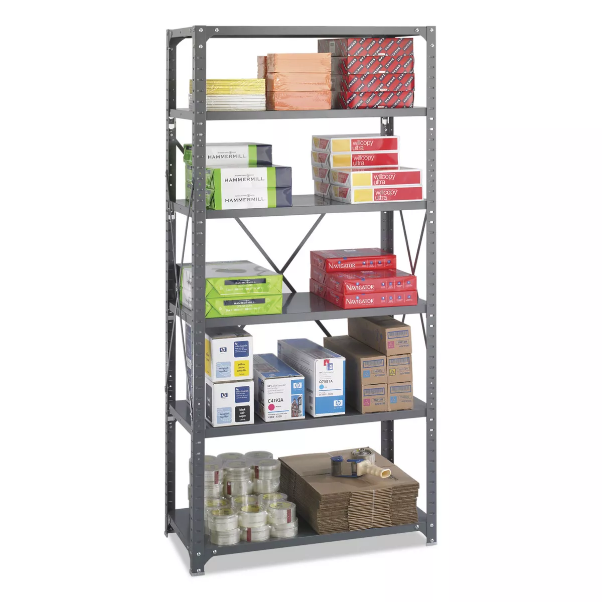 Safco Commercial Steel Shelving Unit Six-Shelf 36w x 18d x 75h Dark Gray 6269