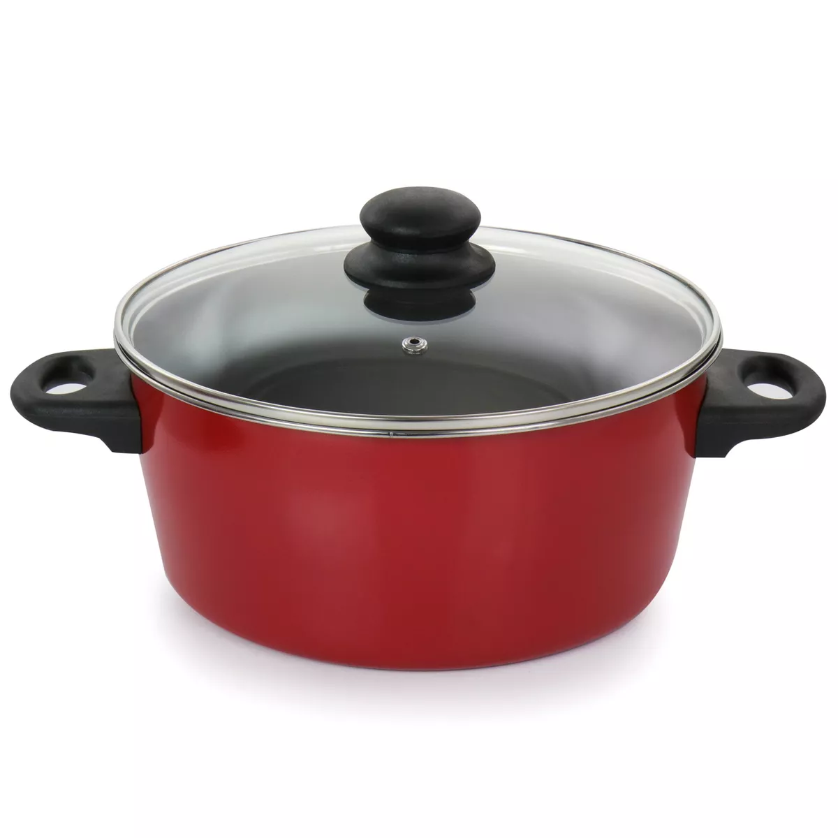 Gibson Home Armada 7 Piece Nonstick Carbon Steel Cookware Set in Red