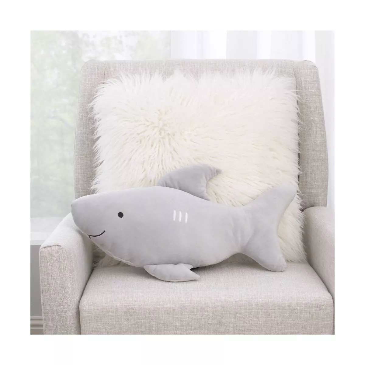 Little Love By NoJo Shark Shaped Throw Pillow with 3D Fins - Gray