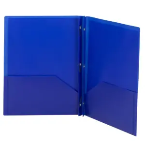 Smead Poly Two-Pocket Folder w/Fasteners 11 x 8 1/2 Blue 25/Box 87726