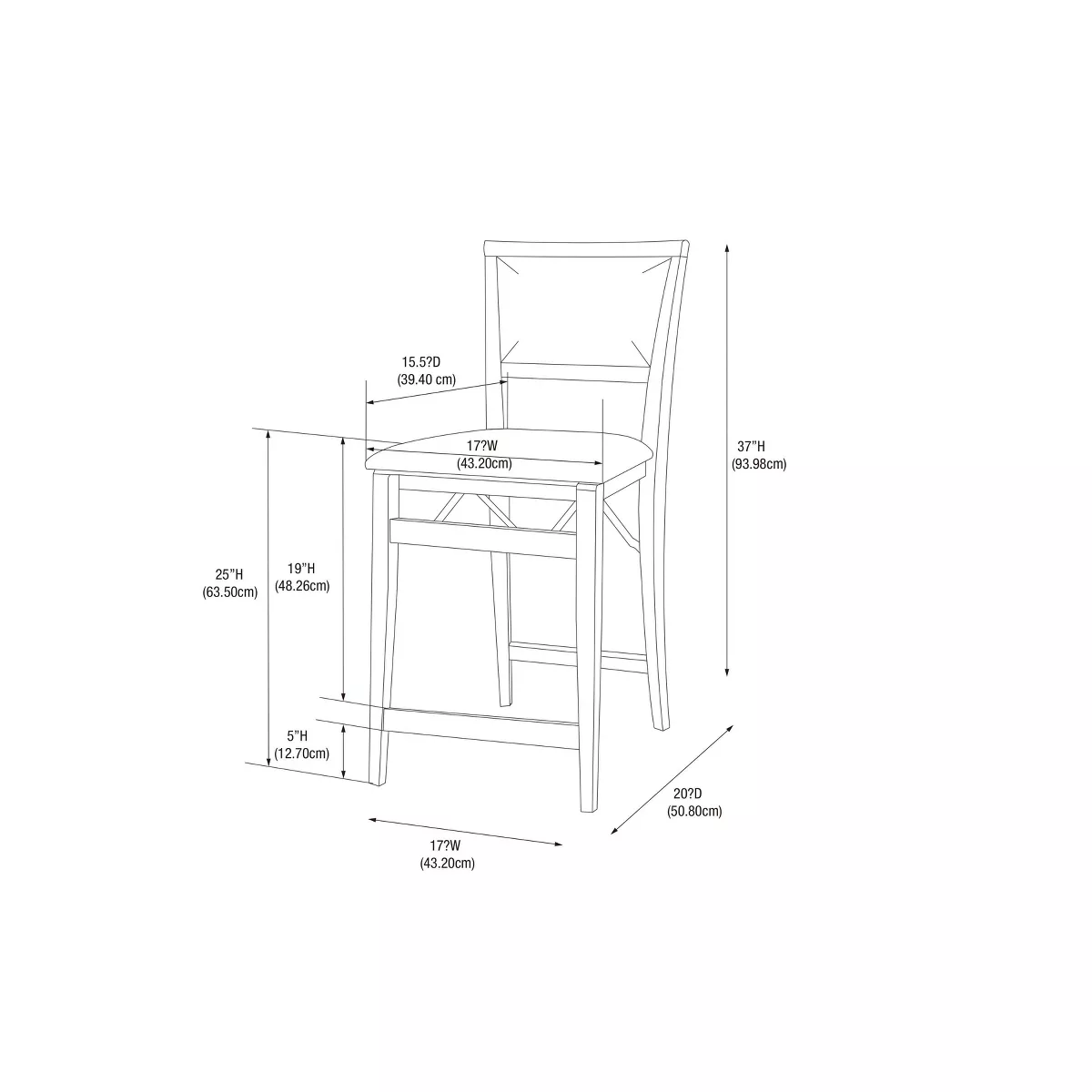 25" Torrin Folding Counter Height Barstool Espresso - Linon