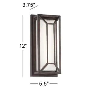 Possini Euro Design Modern Outdoor Wall Light Fixture LED Painted Bronze Geometric 12
