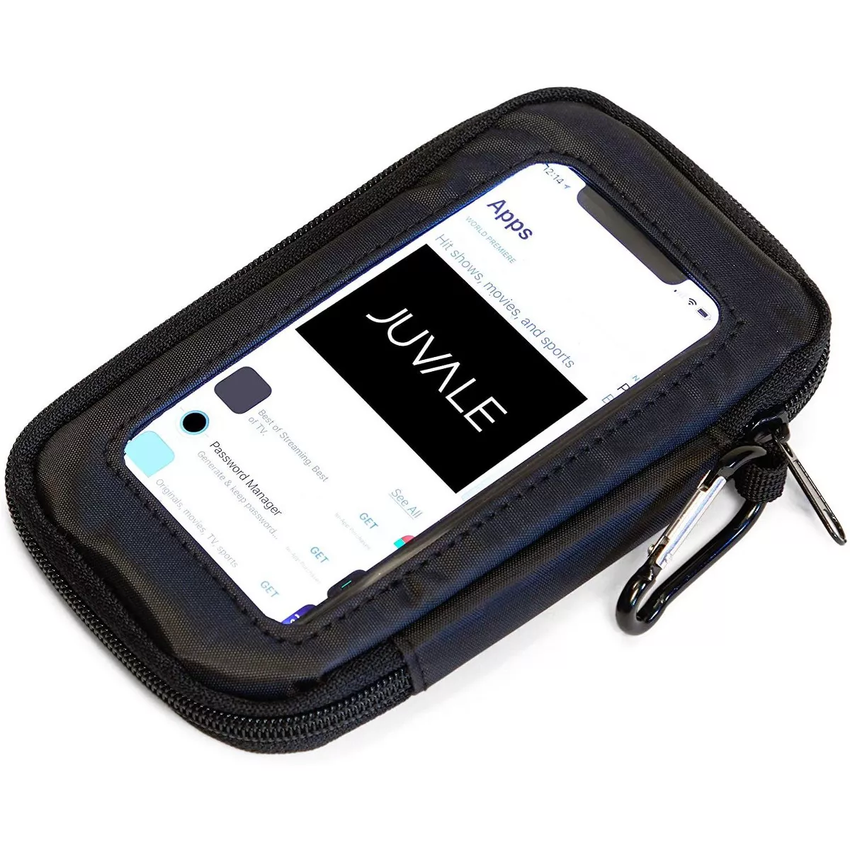 Waterproof RFID Blocking Wallet with Clear Phone Window, Carabiner (7 x 4.5 In)