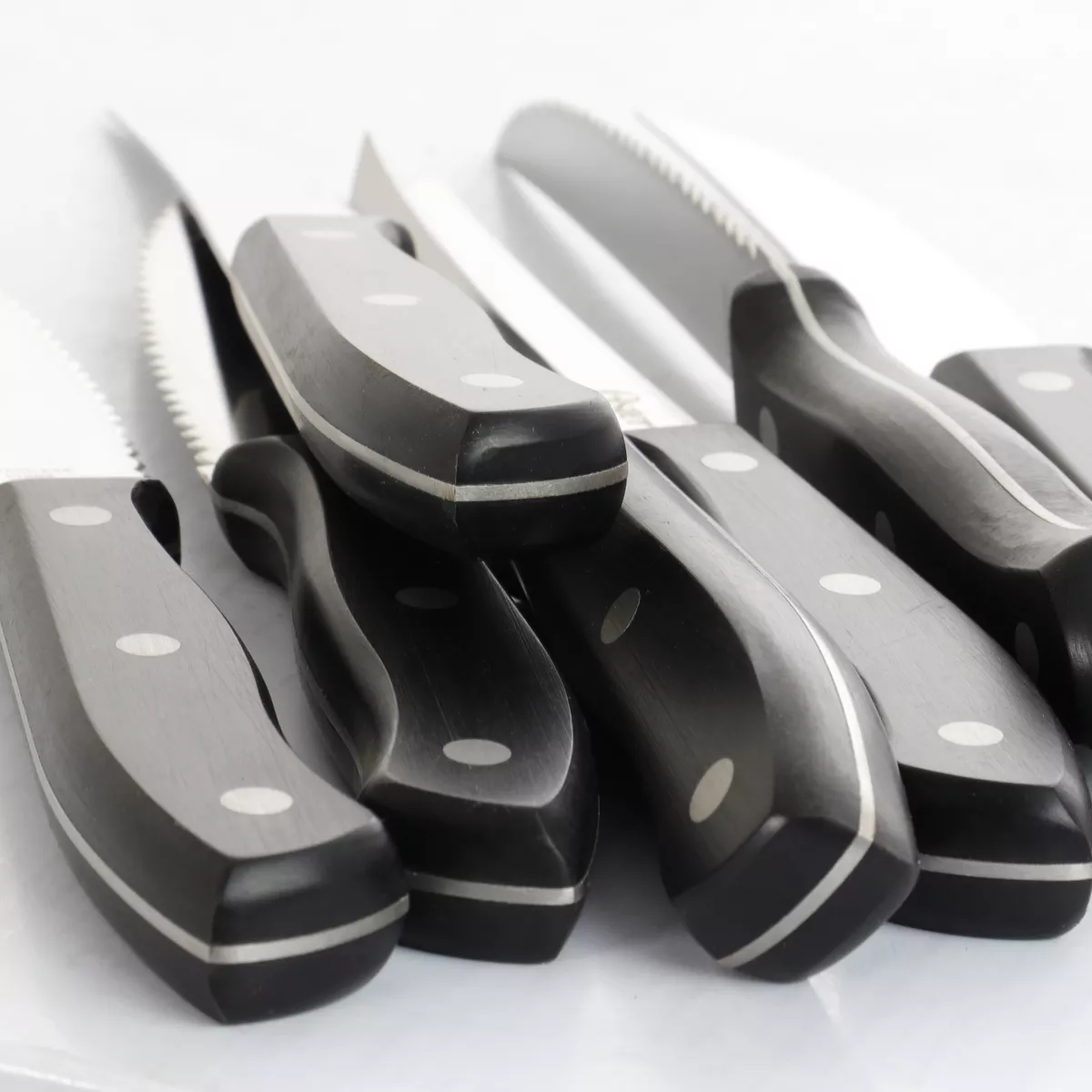 Oster Evansville 22 Piece Stainless Steel Cutlery Set with Rubber Wood Storage Block