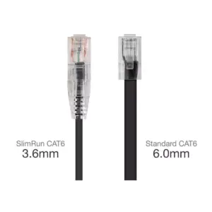 Monoprice Cat6 Ethernet Patch Cable - 1 Feet - Black | Network Internet Cord - Snagless RJ45 Stranded 550MHz UTP CMR Riser Rated Pure Bare Copper Wire