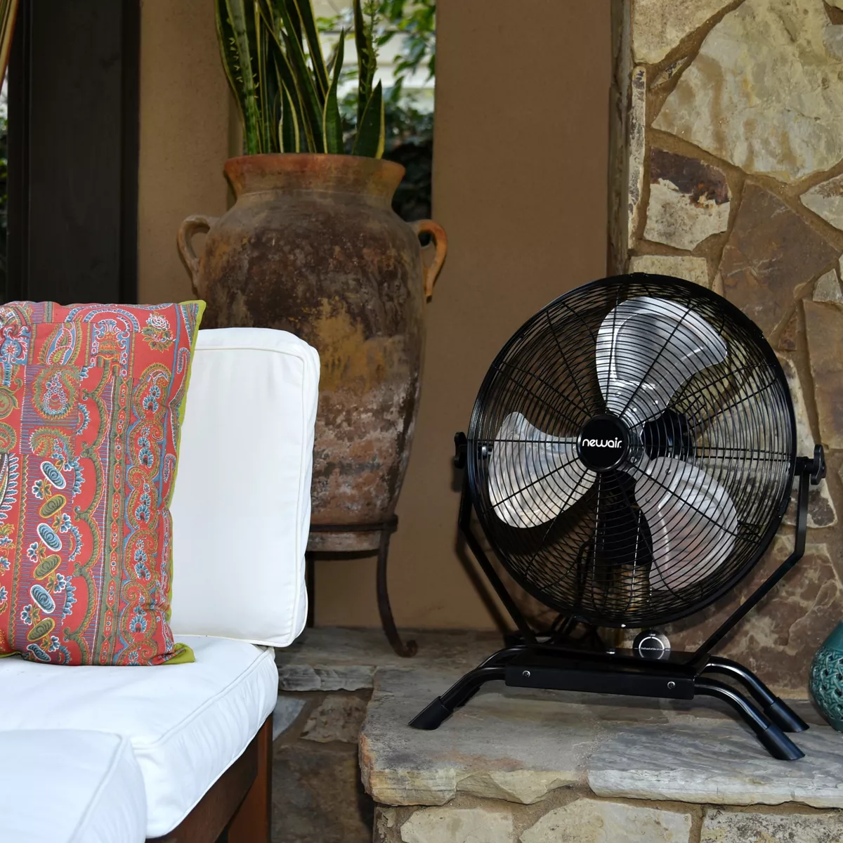 NewAir 20” Outdoor Rated 2-in-1 High Velocity Floor or Wall Mounted Fan with 3 Fan Speeds and Adjustable Tilt Head