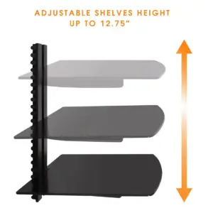 MegaMounts Tempered Glass Double Shelf Single Stud Wall Mount