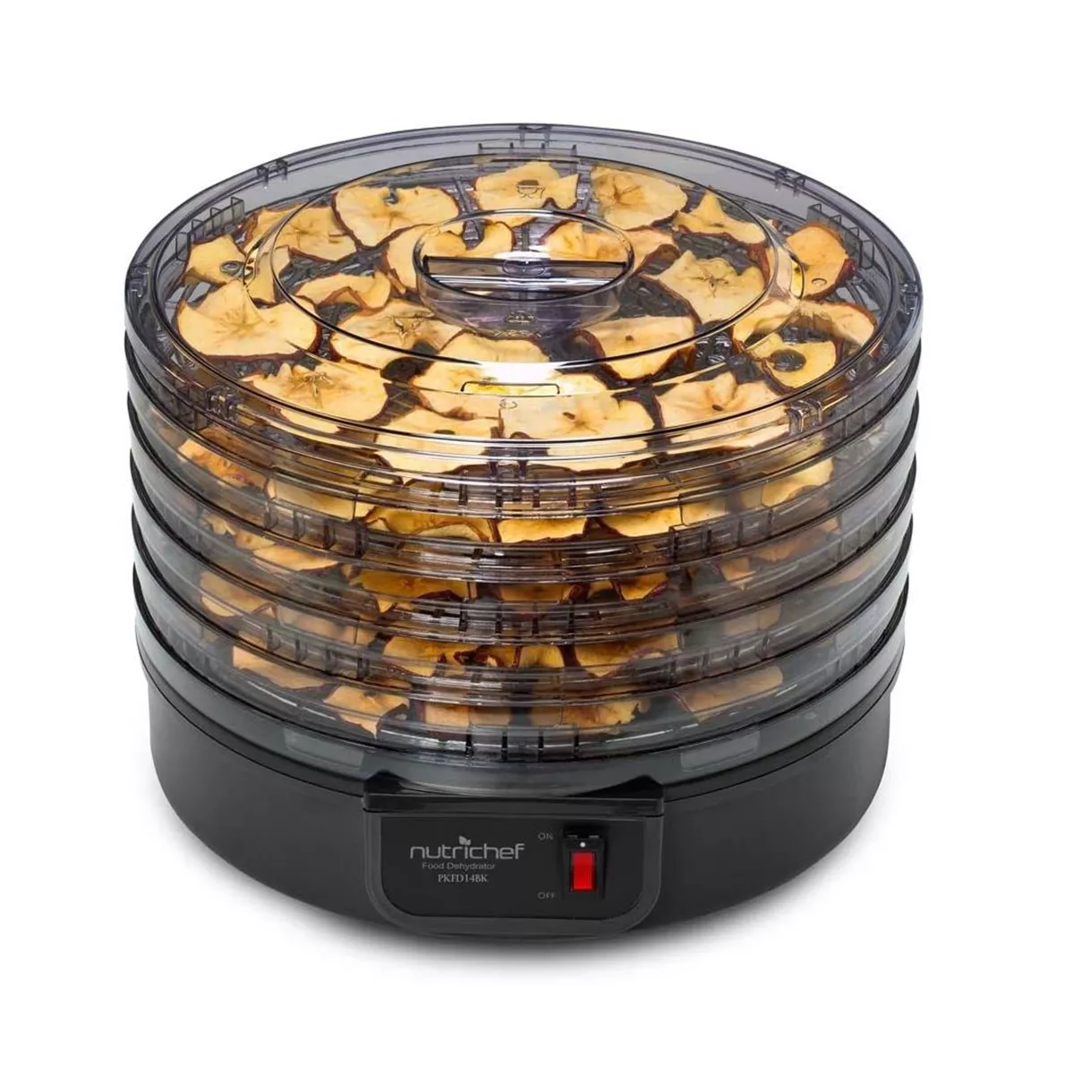 NutriChef PKFD14BK Kitchen Countertop Electric Food Dehydrator Preserver Machine with 5 Stackable Tray Racks for Jerky, Meat, Fruit, and Vegetables
