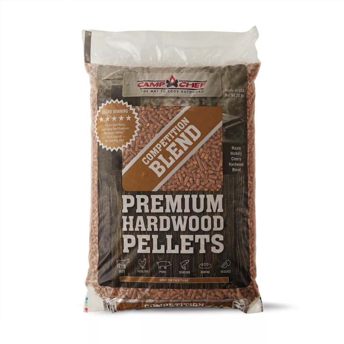 Camp Chef Smoker Grill Natural Competition Blend Hardwood Pellets, 20 Pounds (3)