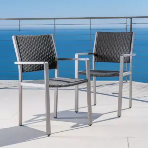 Cape Coral 2pk Wicker Dining Chairs - Gray - Christopher Knight Home