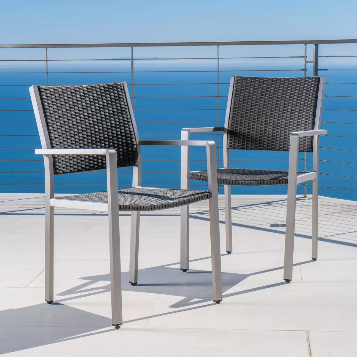 Cape Coral 2pk Wicker Dining Chairs - Gray - Christopher Knight Home