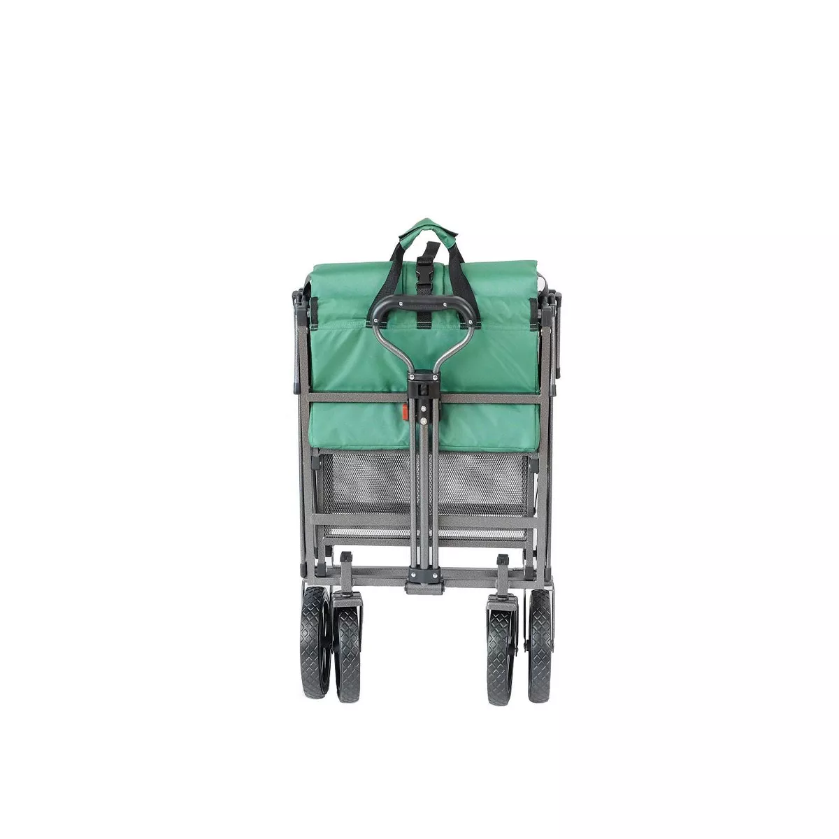 Mac Sports Double Decker Heavy Duty Steel Frame Collapsible Outdoor 150 Pound Capacity Yard Cart Utility Garden Wagon with Lower Storage Shelf, Green