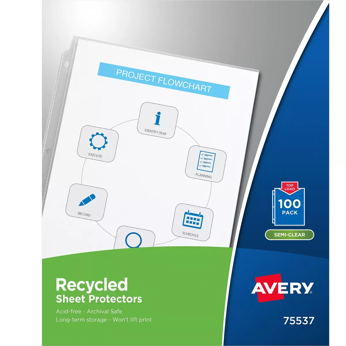 Avery Top-Load Recycled Polypropylene Sheet Protector Semi-Clear 100/Box 75537