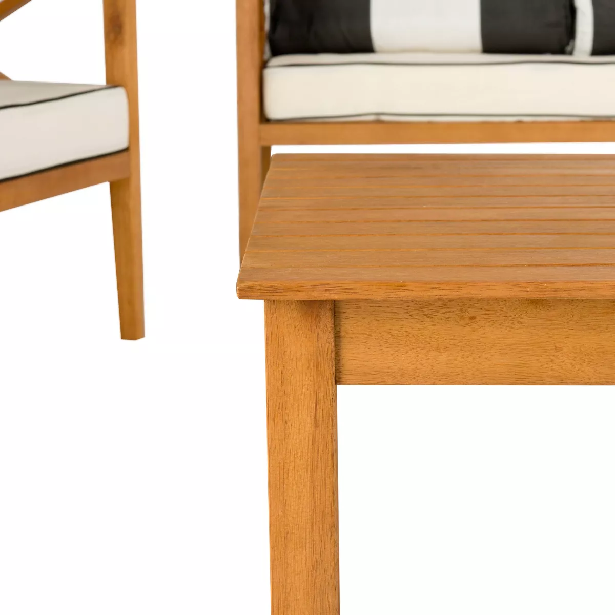 Nunzio 4pc Outdoor Set With Accent Pillows - Natural/Black/White - Safavieh